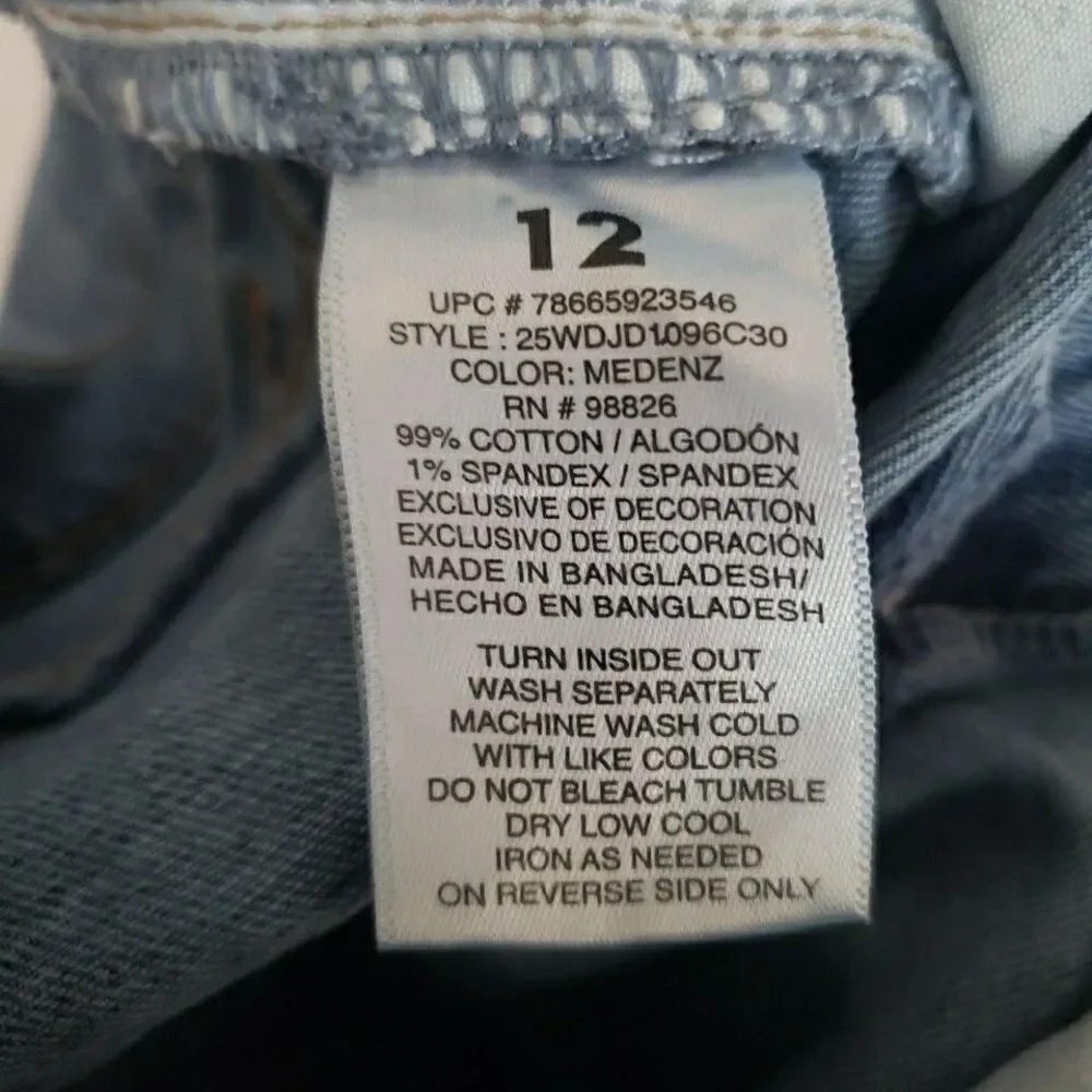 Girls Youth Blue Jeans Distressed Ripped Frayed Jordache Skinny Size 12 25/23